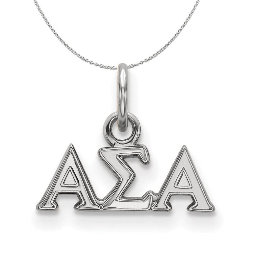 Sterling Silver Alpha Sigma Alpha XS (Tiny) Greek Necklace - 24 Inch